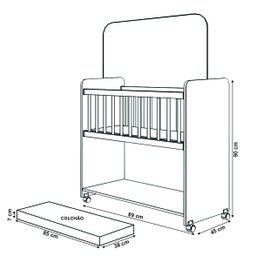 Mini Berço Compacto Portátil para Bebê com Rodízio Colchão Suporte para Mosquiteiro e Prateleira Sav - 6