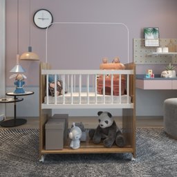 Mini Berço Compacto Portátil para Bebê com Rodízio Colchão Suporte para Mosquiteiro e Prateleira Sav - 3
