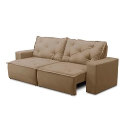 Sofá Retrátil e Reclinável 3 lugares com Molas 1,80m Ana Suede Cappuccino Adonai Estofados - 6