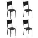 Ver imagem 1 de Kit 4 Cadeiras de Jantar Estofadas Corino Mariana Preto