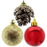 Kit 80 Bolas e Pinhas Decorativas para Árvore de Natal 37mm - 5