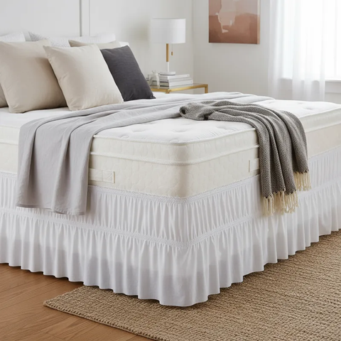 Saia para Cama Box Casal King Branca Elástico Duplo
