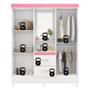Ver imagem 4 de Guarda Roupa Capelinha Lord 4 Portas com Espelho Branco/rosa Demóbile