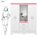 Ver mais imagens de Guarda Roupa Capelinha Lord 4 Portas com Espelho Branco/rosa Demóbile