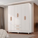 Ver imagem 4 de Guarda Roupa Roupeiro Casal 6 Portas 2 Gavetas Lite Branco Móveis Leão