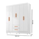 Ver imagem 2 de Guarda Roupa Roupeiro Casal 6 Portas 2 Gavetas Lite Branco Móveis Leão