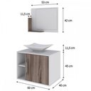 Ver imagem 3 de Armário de Banheiro com Cuba e Espelho 1 Porta 2 Prateleiras Branco Chess/Nogal 13689 - Compace