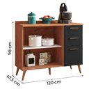 Ver imagem 6 de Balcão de Cozinha 2 Portas e 3 Gavetas com Tampo 1,20m Favorita Natura / Preto