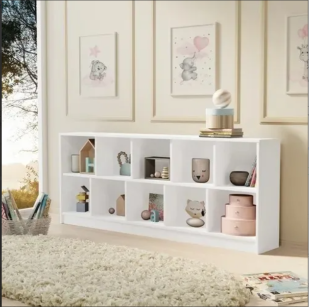 Estante Montessori Branca Porta Objetos e Livros100% Mdf