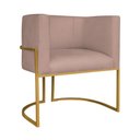 Ver imagem 2 de Kit Divã Luna 160cm Lado Direito e 02 Poltronas Base de Ferro Dourado Linho Rosê