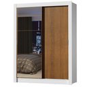 Ver imagem 2 de Guarda-Roupa Solteiro Madesa Denver 2 Portas de Correr com Espelho Branco/Rustic Cor:Branco/Rustic