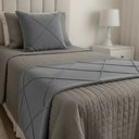 Ver imagem 1 de Peseira Drapeada Veludo Luxo 1,60x0,50m Dupla Face cama solteiro Cinza Claro