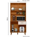 Ver imagem 2 de Kit Armário Cozinha New Izis 4 Portas Freijó Ripado Off White Poliman