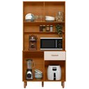 Ver imagem 4 de Kit Armário Cozinha New Izis 4 Portas Freijó Ripado Off White Poliman