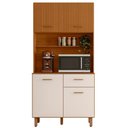 Ver imagem 1 de Kit Armário Cozinha New Izis 4 Portas Freijó Ripado Off White Poliman