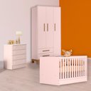 Ver imagem 1 de Conjunto Berço Mini Cama, Cômoda e Guarda Roupa Slim Rosa