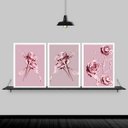 Ver imagem 2 de Kit 3 Quadros Flores Rosas Tinta 33x24cm - com vidro:Madeira preta
