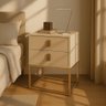 Kit 2 Mesas de Cabeceira Unic 45 Puxador de Couro com 2 Gavetas - 1