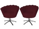 Ver imagem 1 de Kit 2 Poltronas Decorativa Pétala Base Giratória Metal Suede Marsala Ms Decor