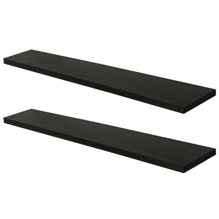 2 Prateleiras em Mdf 130x20 Preta com Suporte Fixação - 2