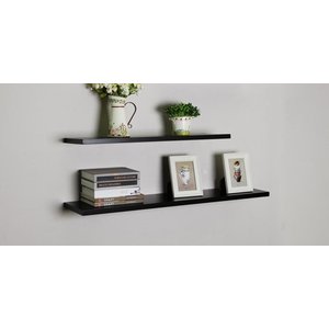 2 Prateleiras em Mdf 130x20 Preta com Suporte Fixação