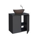 Ver imagem 2 de Gabinete Para Banheiro Em Aço Com Tampo De Vidro Umbu Sem Cuba