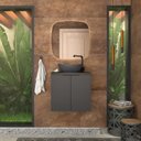 Ver imagem 1 de Gabinete Para Banheiro Em Aço Com Tampo De Vidro Umbu Sem Cuba