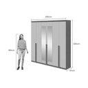 Ver imagem 2 de Guarda Roupa Casal 6 Portas (2 C- Espelho) e 4 Gavetas Alonzo New Branco