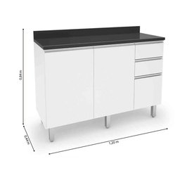 Balcão de Cozinha e Lavanderia 1,20m Top Class Branco - 7