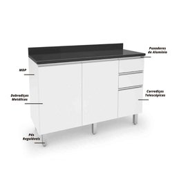 Balcão de Cozinha e Lavanderia 1,20m Top Class Branco - 6