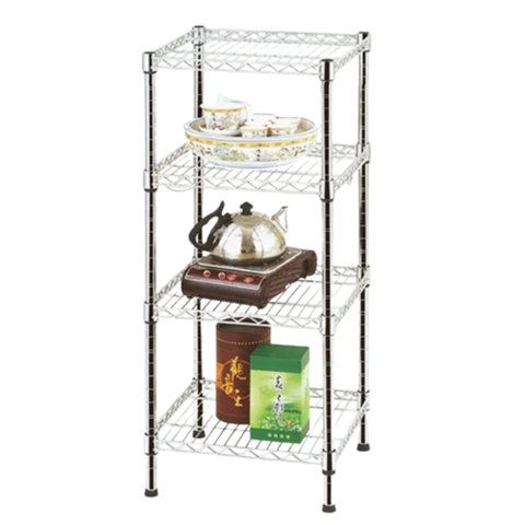 Estante Cromada Multiuso Quadrada 4 Prateleiras Ajustáveis