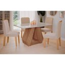 Ver imagem 1 de Conjunto: Mesa Sala Jantar Ágata Tampo Madeirado C/ Vidro 130x80cm e 4 Cadeiras Clarice Cinamomo/