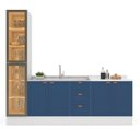 Ver imagem 6 de Cozinha Pérola com Rodapé e Cristaleira com LED 3 Peças 240 cm Yescasa Azul