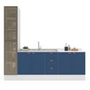 Ver imagem 5 de Cozinha Pérola com Rodapé e Cristaleira com LED 3 Peças 240 cm Yescasa Azul