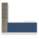 Ver imagem 2 de Cozinha Pérola com Rodapé e Cristaleira com LED 3 Peças 240 cm Yescasa Azul