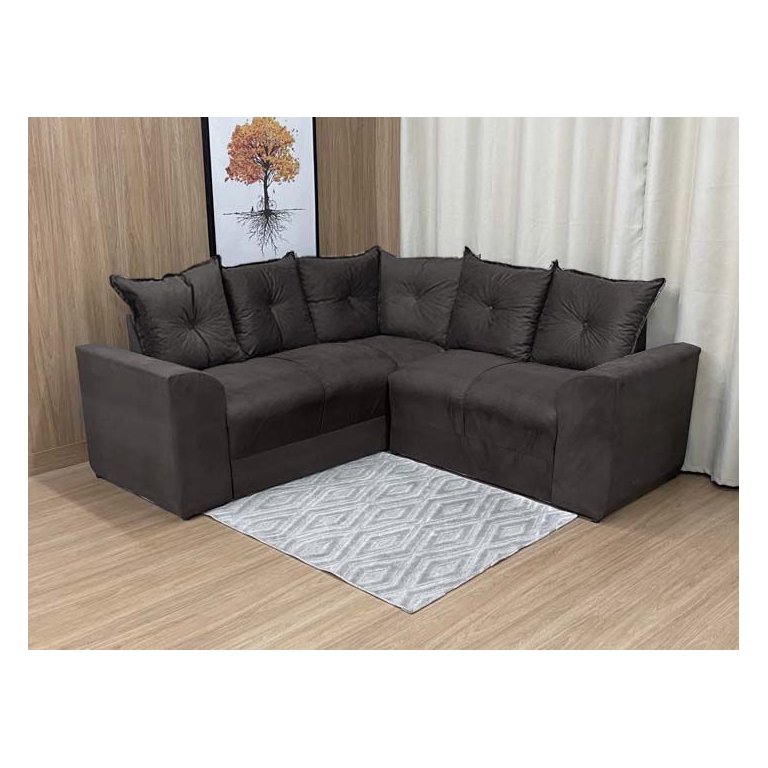 Sofá Canto Marrom Escuro 503 Belo Sofá Canto Marrom Escuro 503 Belo