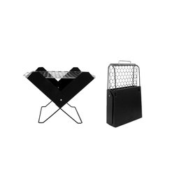 Churrasqueira Grelha Dobrável Portátil Grill Carvão Casa Camping Churrasco Grande Aço Preto - 1