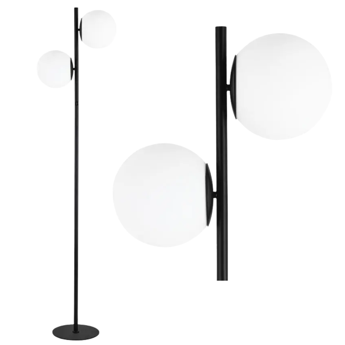 Luminária de Chão 162cm Jabuticaba 2 Globos Vidro Pedestal Coluna Piso Gimpo Kjtd-710-preto - 1