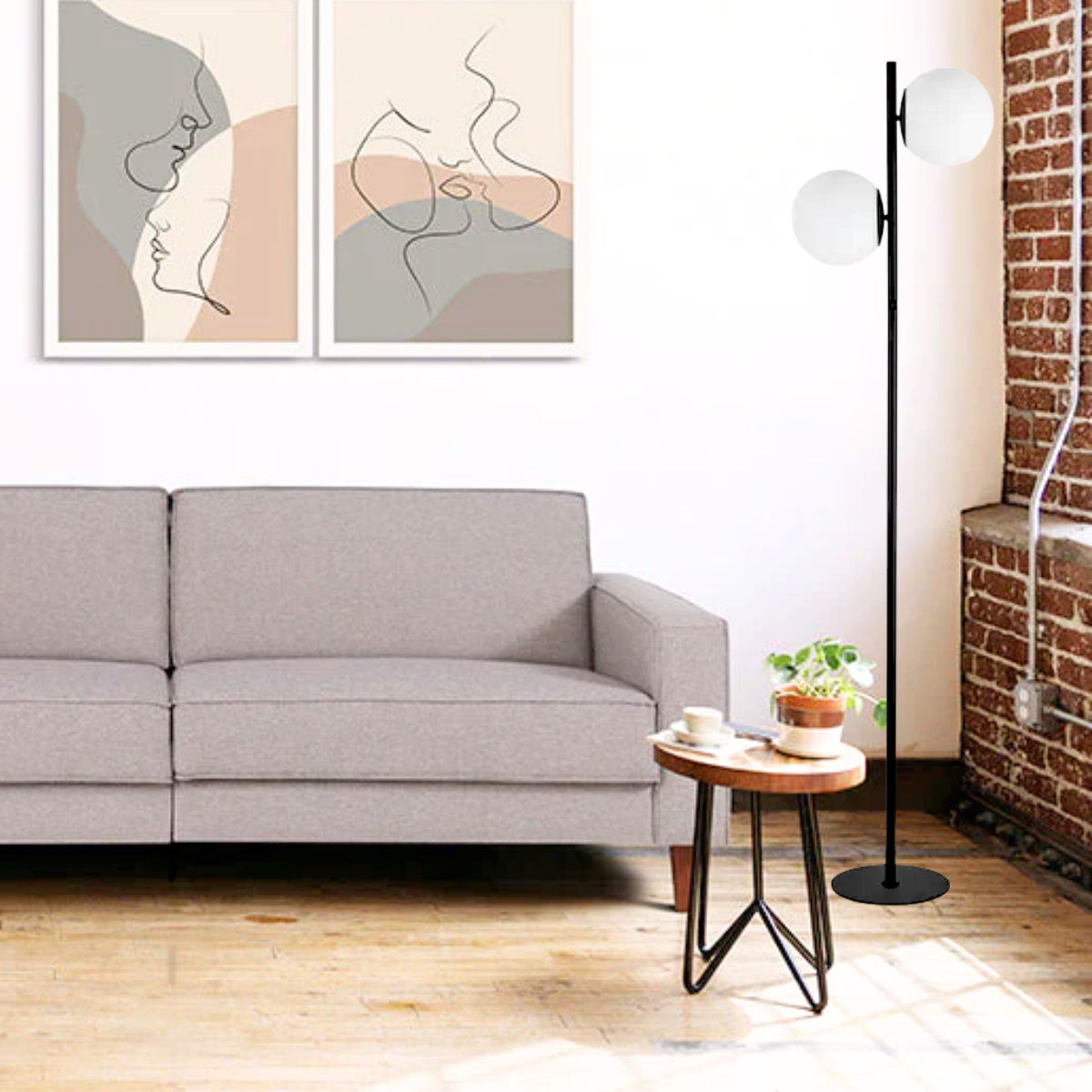 Luminária de Chão 162cm Jabuticaba 2 Globos Vidro Pedestal Coluna Piso Gimpo Kjtd-710-preto - 9