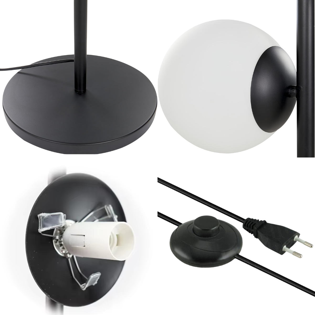 Luminária de Chão 162cm Jabuticaba 2 Globos Vidro Pedestal Coluna Piso Gimpo Kjtd-710-preto - 7