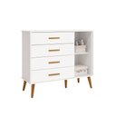 Ver imagem 4 de Comoda Sapateira e Guarda Roupa Isis Pés Retrô 3 Portas 2 Gavetas Branco Fosco Infantil Reller