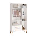 Ver imagem 6 de Comoda Sapateira e Guarda Roupa Isis Pés Retrô 3 Portas 2 Gavetas Branco Fosco Infantil Reller