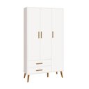 Ver imagem 5 de Comoda Sapateira e Guarda Roupa Isis Pés Retrô 3 Portas 2 Gavetas Branco Fosco Infantil Reller