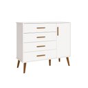 Ver imagem 3 de Comoda Sapateira e Guarda Roupa Isis Pés Retrô 3 Portas 2 Gavetas Branco Fosco Infantil Reller