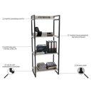 Ver imagem 4 de Kit 2 Estante Livreiro Multiuso Prisma Estilo Industrial 60cm 4 Prateleiras C08 Snow - Mpozenato