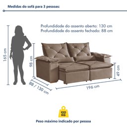Sofá Retrátil e Reclinável 3 Lugares Grécia K52 - 9