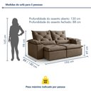 Ver imagem 4 de Sofá Retrátil e Reclinável 3 Lugares Suede Grécia 196cm Bege