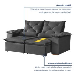 Sofá Retrátil e Reclinável 3 Lugares Grécia K52 - 3