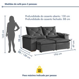 Sofá Retrátil e Reclinável 3 Lugares Grécia K52 - 9