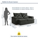 Ver imagem 4 de Sofá Retrátil e Reclinável 3 Lugares Suede Grécia 196cm Cinza